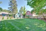 Huge, beautiful backyard is fenced in